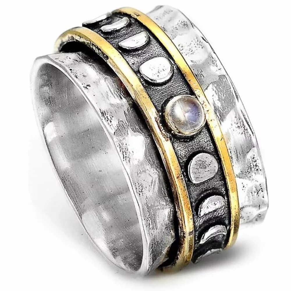 New 925 Silver Vintage Two Tone Party Ring - Picture 5 of 5